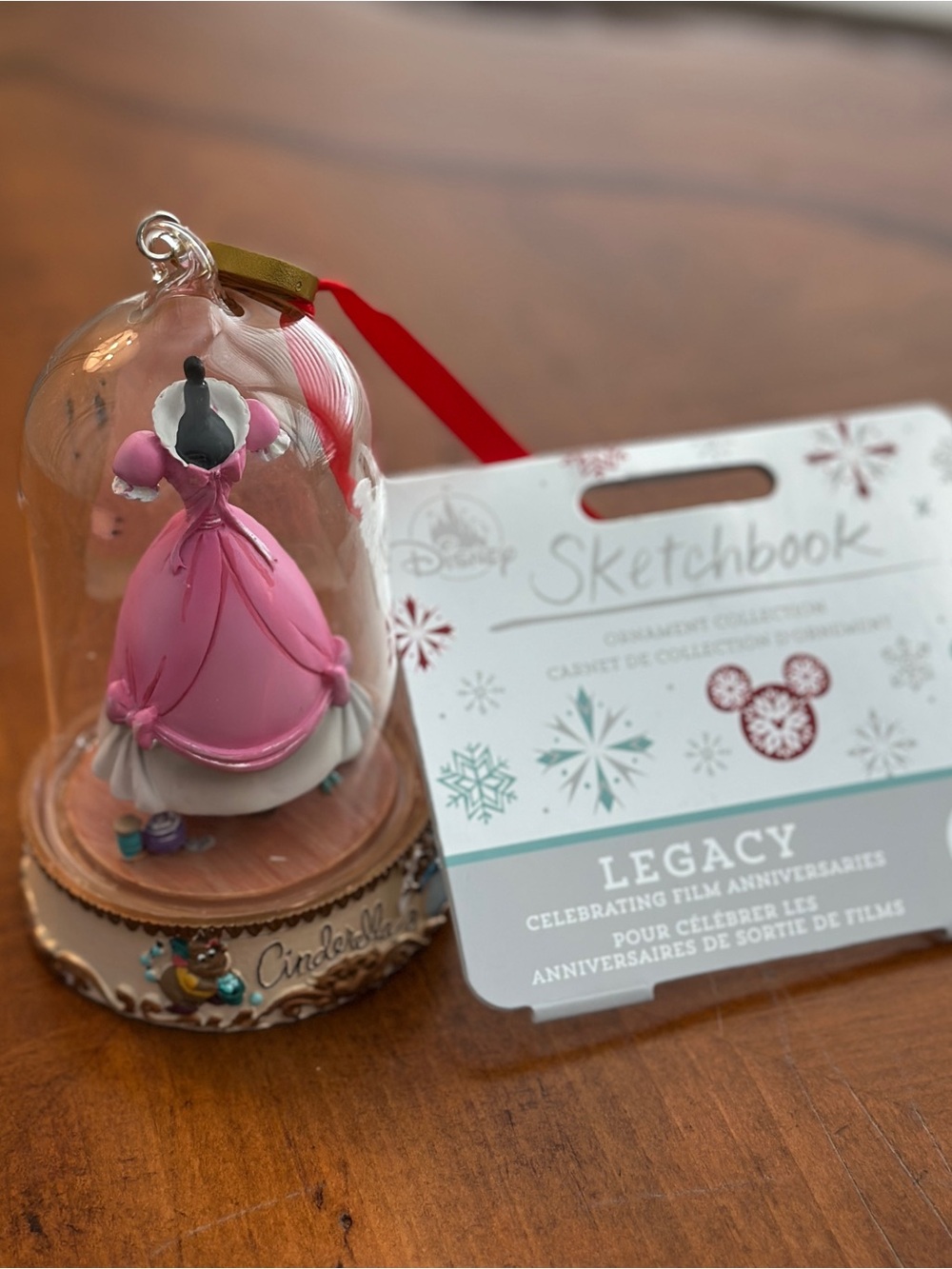 Disney Cinderella’s pink Dress Glass Dome Ornament 70th Anniversary - Picture 2 of 8
